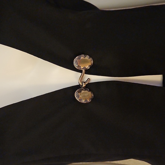 Vtg ANNA 1970s Black Long Sleeveless Concho Vest - Picture 4 of 7